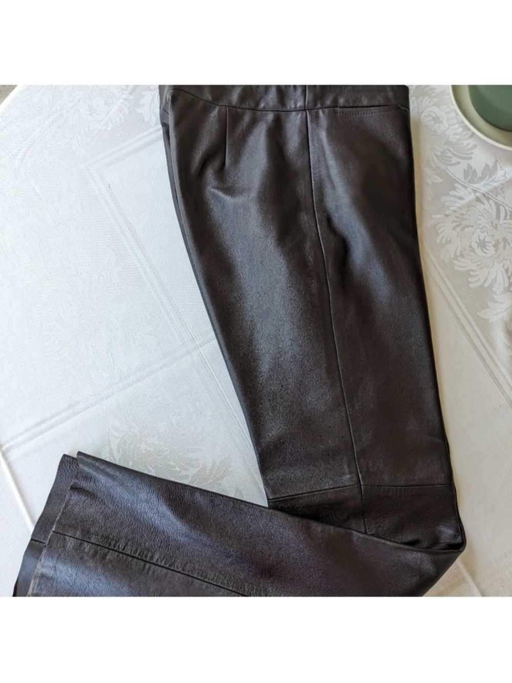 BCBGMaxAzria Dark Brown Straight-Leg Leather Pants